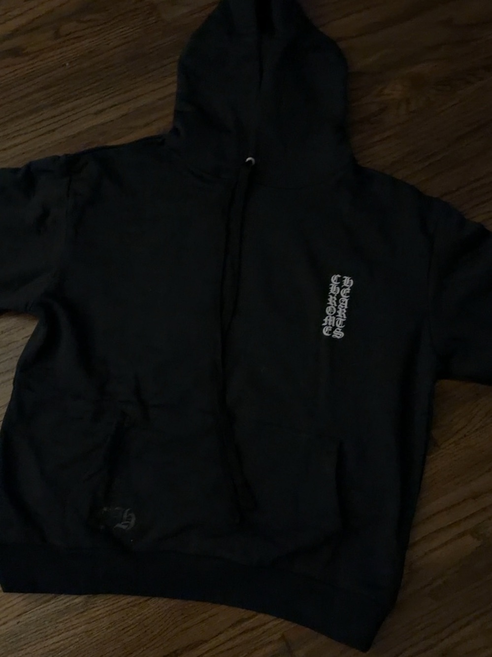 Chrome Hearts Black Zip-Up Sweatshirt with White Vertical Logo